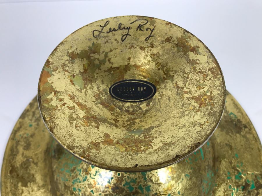 JUST ADDED - Hand-Signed Lesley Roy Footed Centerpiece Bowl Grape Motif 16R X 8H (MOE) [Photo 7]