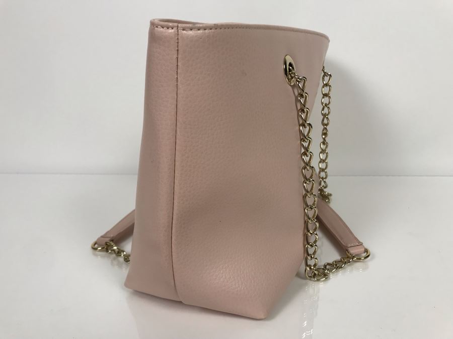JUST ADDED - Anne Fontaine Floral Front Pink Leather Handbag (MOE)