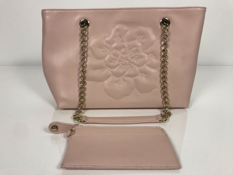 JUST ADDED - Anne Fontaine Floral Front Pink Leather Handbag (MOE) [Photo 2]