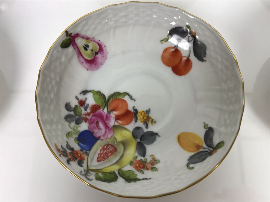 JUST ADDED - Vintage Herend Hungary Hand-Painted Teapot 9H (One Of The Stoppers Underneath Lid Is Chipped) With Eight Demitasse Cups 2.5W And Saucers And Small Dish [Photo 9]