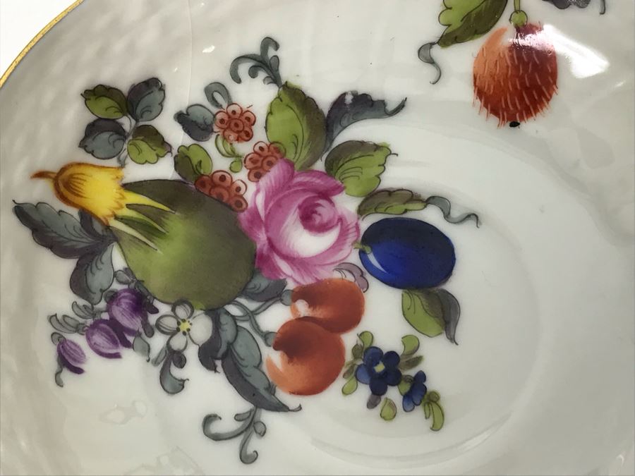 JUST ADDED - Vintage Herend Hungary Hand-Painted Teapot 9H (One Of The Stoppers Underneath Lid Is Chipped) With Eight Demitasse Cups 2.5W And Saucers And Small Dish [Photo 8]