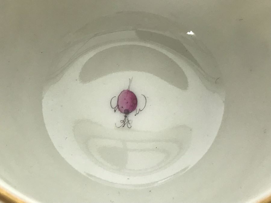 JUST ADDED - Vintage Herend Hungary Hand-Painted Teapot 9H (One Of The Stoppers Underneath Lid Is Chipped) With Eight Demitasse Cups 2.5W And Saucers And Small Dish [Photo 6]