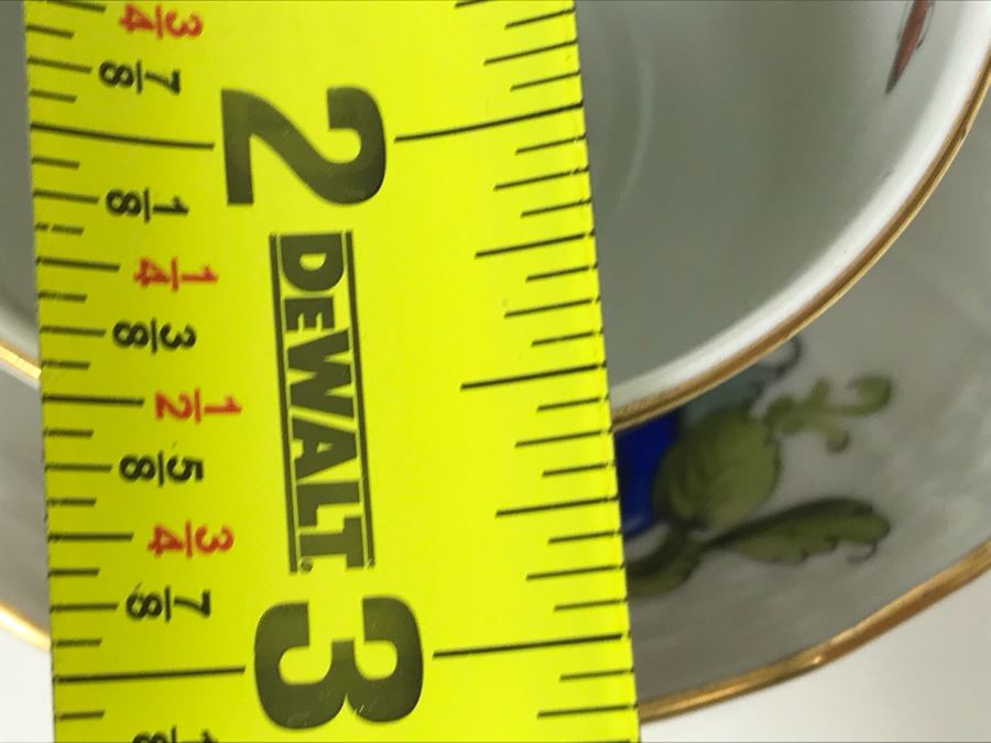 JUST ADDED - Vintage Herend Hungary Hand-Painted Teapot 9H (One Of The Stoppers Underneath Lid Is Chipped) With Eight Demitasse Cups 2.5W And Saucers And Small Dish [Photo 22]