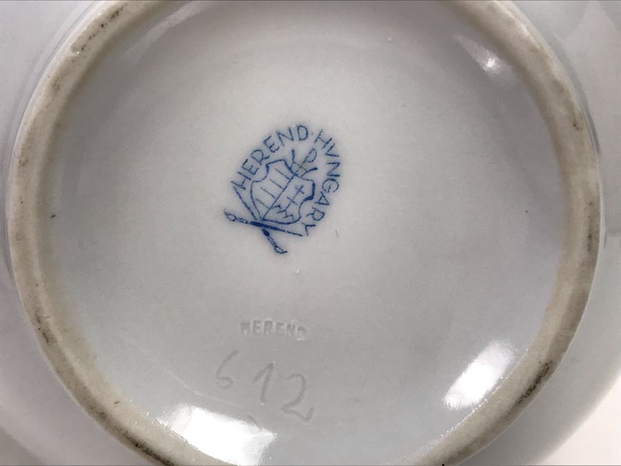 JUST ADDED - Vintage Herend Hungary Hand-Painted Teapot 9H (One Of The Stoppers Underneath Lid Is Chipped) With Eight Demitasse Cups 2.5W And Saucers And Small Dish [Photo 25]