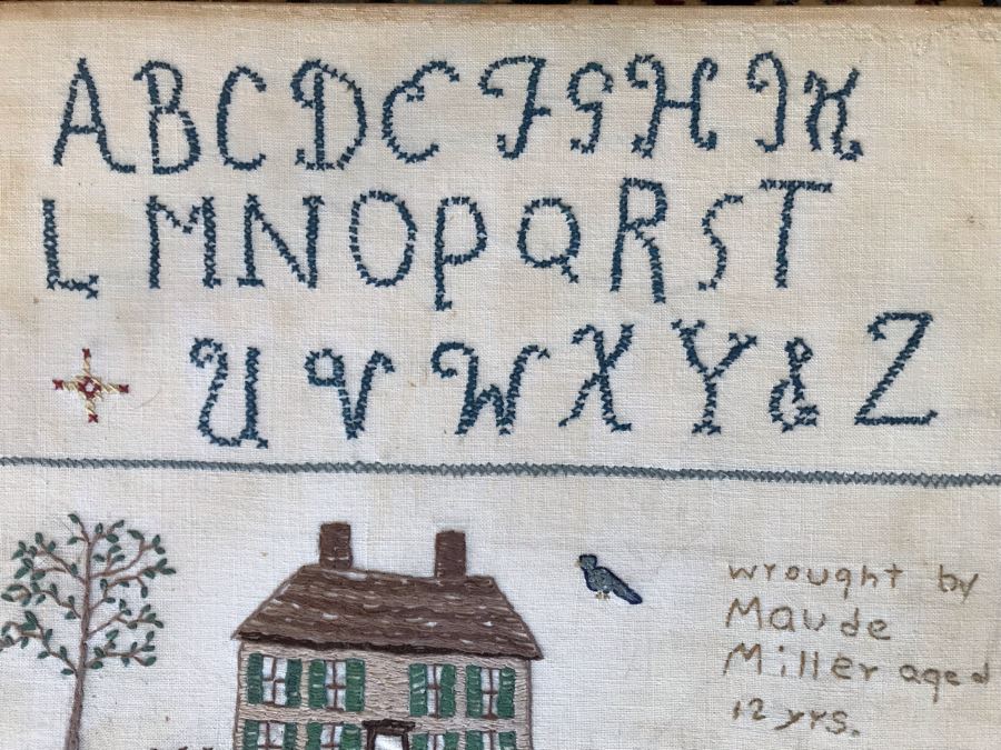 JUST ADDED - Antique 1891 Sampler Albion, Iowa 12.5W X 10.5H [Photo 3]