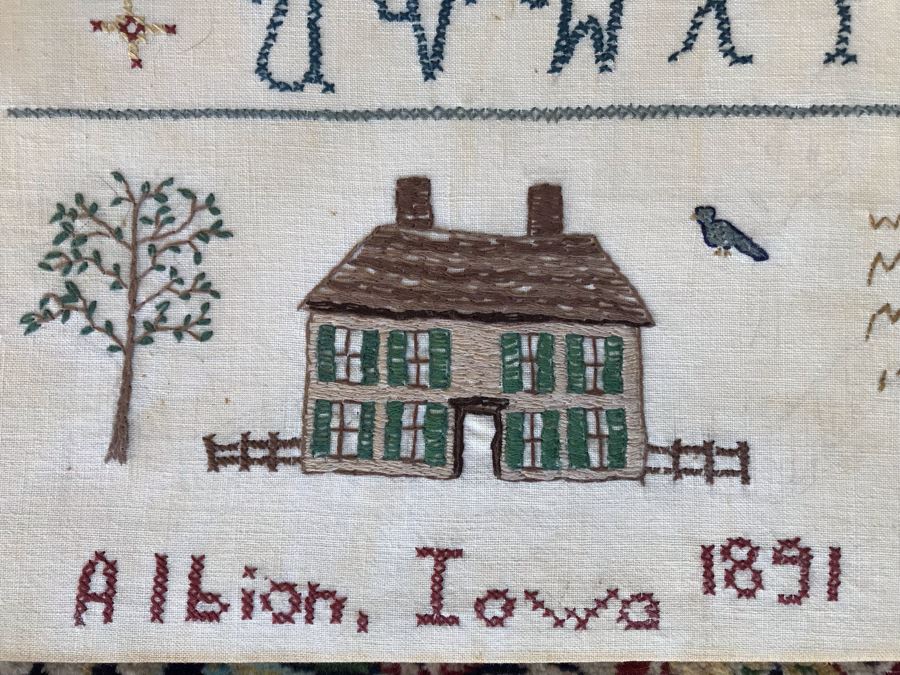 JUST ADDED - Antique 1891 Sampler Albion, Iowa 12.5W X 10.5H [Photo 4]