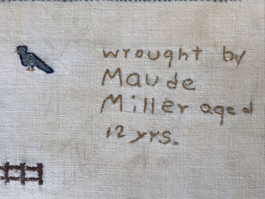 JUST ADDED - Antique 1891 Sampler Albion, Iowa 12.5W X 10.5H [Photo 6]