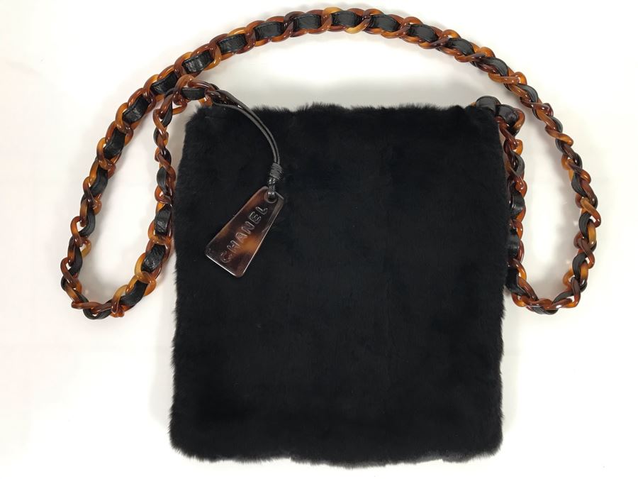 JUST ADDED - Vintage 1997-1999 Chanel Tortoise Shell Fur Handbag Made In Italy 9 X 10 SN 5856619 (MOE) [Photo 3]