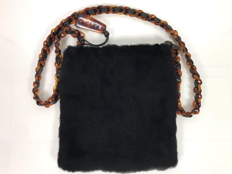 JUST ADDED - Vintage 1997-1999 Chanel Tortoise Shell Fur Handbag Made In Italy 9 X 10 SN 5856619 (MOE) [Photo 5]