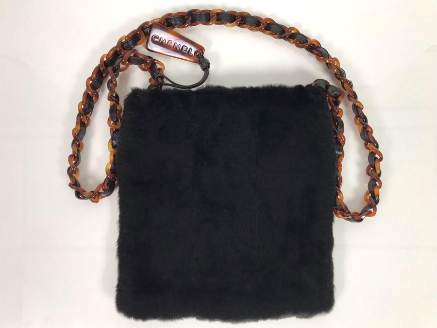 JUST ADDED - Vintage 1997-1999 Chanel Tortoise Shell Fur Handbag Made In Italy 9 X 10 SN 5856619 (MOE) [Photo 6]