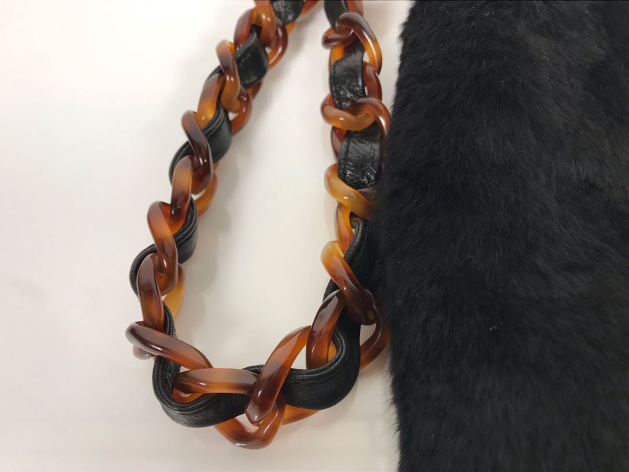 JUST ADDED - Vintage 1997-1999 Chanel Tortoise Shell Fur Handbag Made In Italy 9 X 10 SN 5856619 (MOE) [Photo 11]