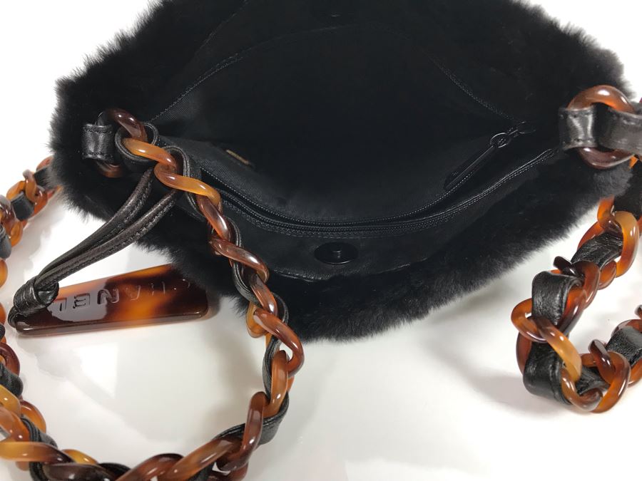 JUST ADDED - Vintage 1997-1999 Chanel Tortoise Shell Fur Handbag Made In Italy 9 X 10 SN 5856619 (MOE) [Photo 15]
