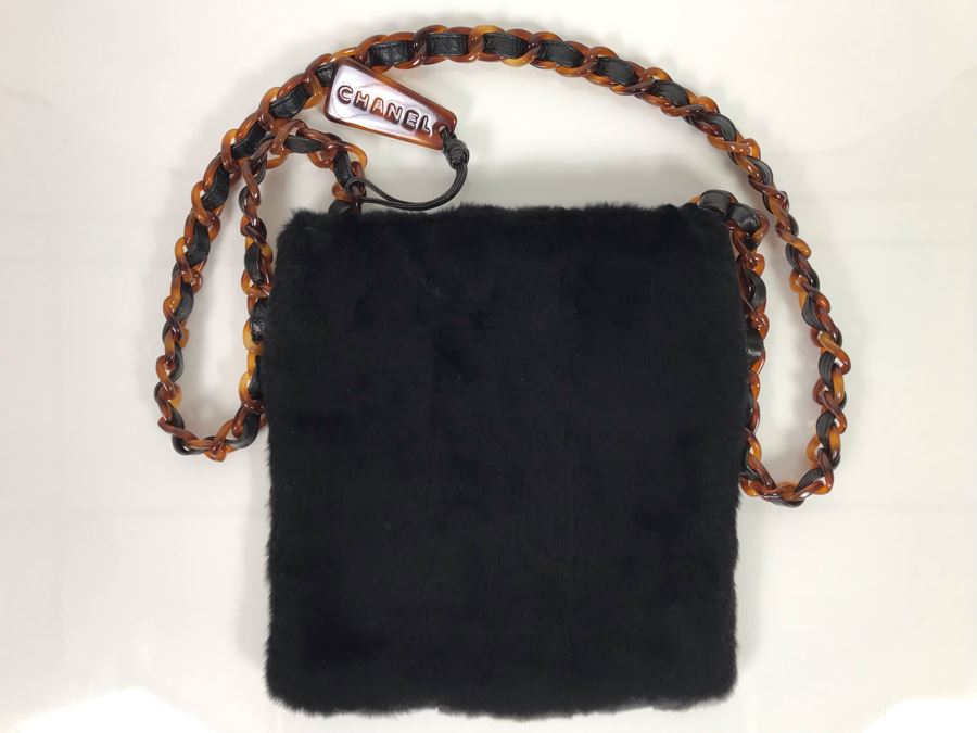 JUST ADDED - Vintage 1997-1999 Chanel Tortoise Shell Fur Handbag Made In Italy 9 X 10 SN 5856619 (MOE) [Photo 7]