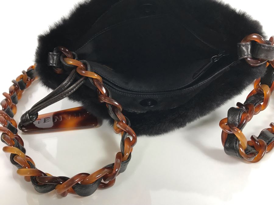 JUST ADDED - Vintage 1997-1999 Chanel Tortoise Shell Fur Handbag Made In Italy 9 X 10 SN 5856619 (MOE) [Photo 16]