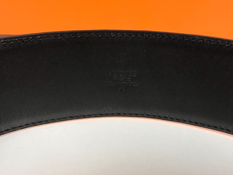JUST ADDED - Vintage Women's Hermès Collier De Chien Black Leather And Silver Belt With Original Box Made In France Paris 80 C5 (Miss Oregon Estate - MOE) [Photo 10]