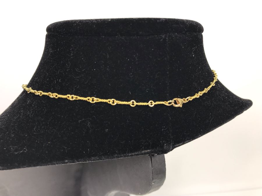 JUST ADDED - 18K Gold Chain Necklace With 18K Gold Pendant (Diamond Was Replaced With CZ Stone) 15'L Chain 10.8g (MOE) [Photo 6]