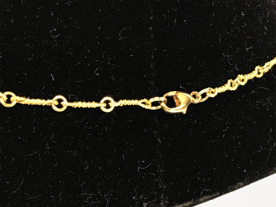 JUST ADDED - 18K Gold Chain Necklace With 18K Gold Pendant (Diamond Was Replaced With CZ Stone) 15'L Chain 10.8g (MOE) [Photo 7]