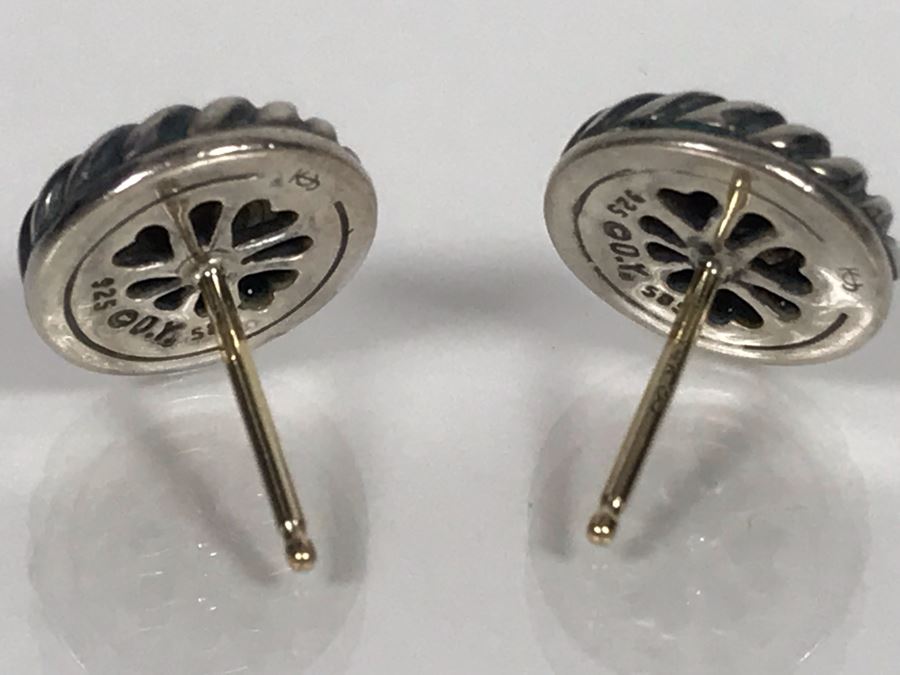 JUST ADDED - David Yurman 14K Gold / Sterling Silver Stud Earrings 4.5g (MOE) [Photo 6]