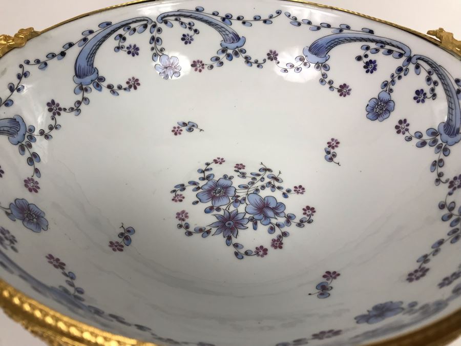 LAST MINUTE ADD - Hand Painted For Ginori Fifth Avenue Italian Footed Bowl With Gold Tone Decorations 12W X 6H (MOE) [Photo 6]