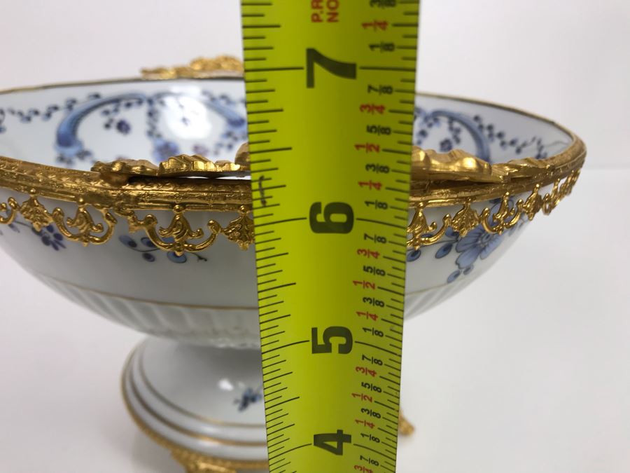 LAST MINUTE ADD - Hand Painted For Ginori Fifth Avenue Italian Footed Bowl With Gold Tone Decorations 12W X 6H (MOE) [Photo 12]