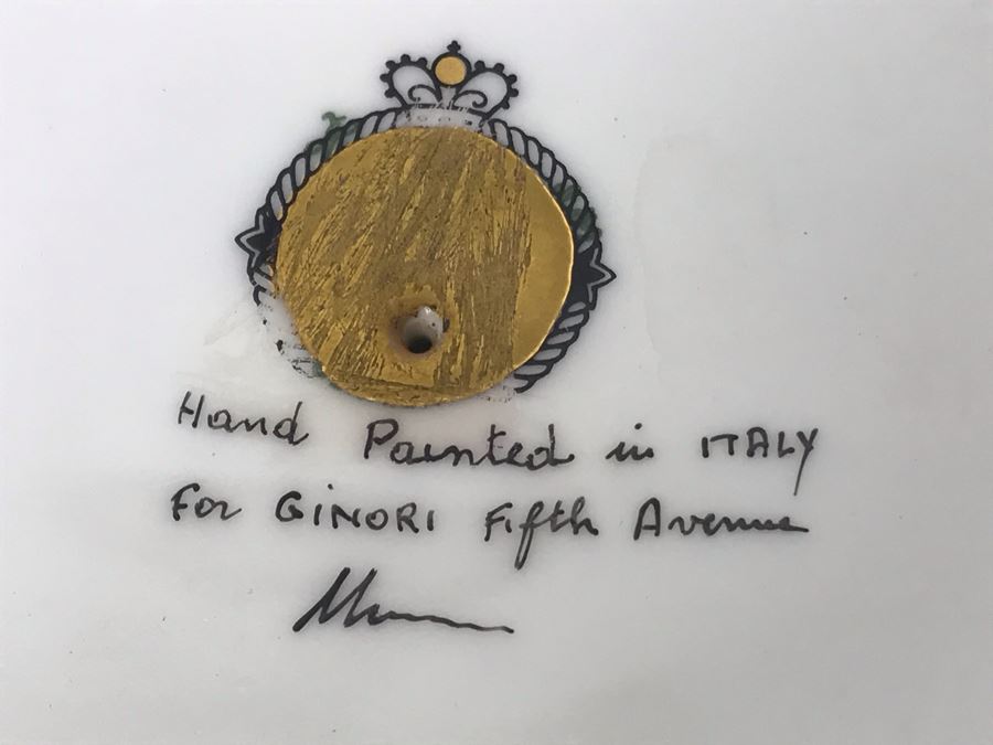 LAST MINUTE ADD - Hand Painted For Ginori Fifth Avenue Italian Footed Bowl With Gold Tone Decorations 12W X 6H (MOE) [Photo 3]