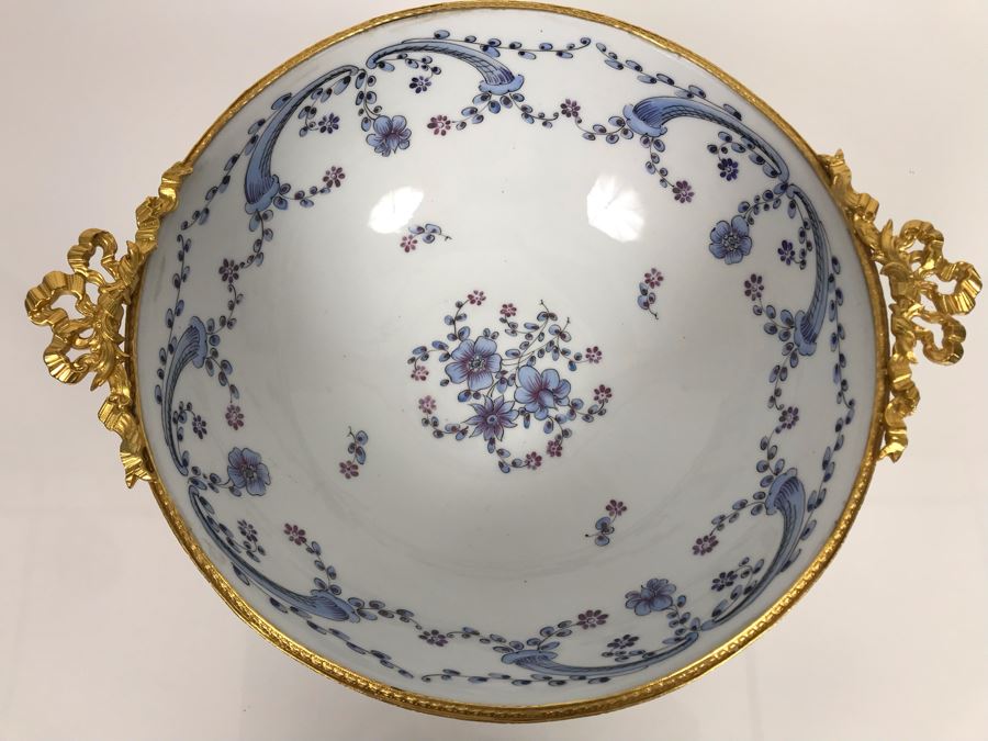 LAST MINUTE ADD - Hand Painted For Ginori Fifth Avenue Italian Footed Bowl With Gold Tone Decorations 12W X 6H (MOE) [Photo 5]