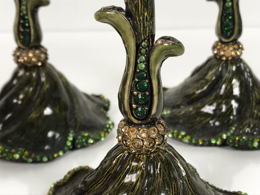 LAST MINUTE ADD - Jay Strongwater Candlesticks Candle Holders Set Of Five 9.5H - 12.5H (Retails Over $1,000 Per Candlestick Totaling $5,000+) (MOE) [Photo 4]