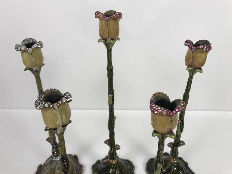 LAST MINUTE ADD - Jay Strongwater Candlesticks Candle Holders Set Of Five 9.5H - 12.5H (Retails Over $1,000 Per Candlestick Totaling $5,000+) (MOE) [Photo 7]