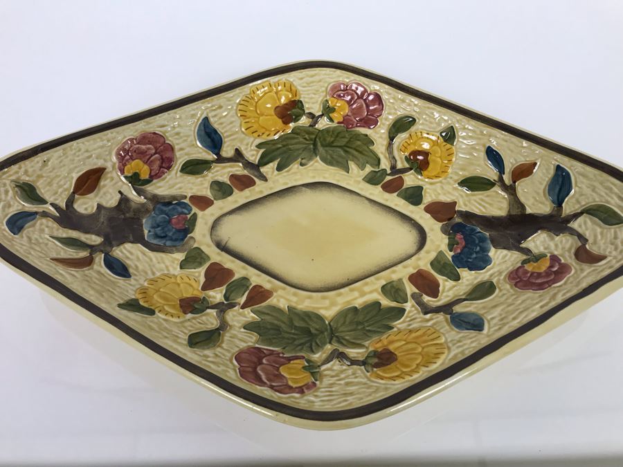 LAST MINUTE ADD - Handpainted H J Wood Staffordshire England Diamond Dish Indian Tree 13.5 X 8.5 [Photo 3]