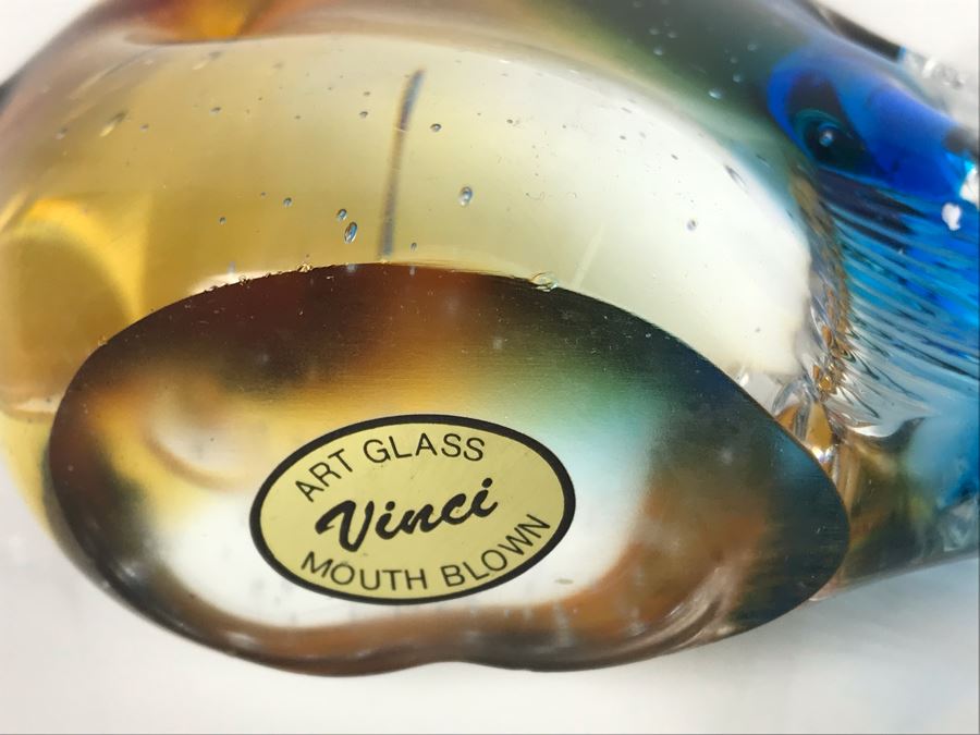 LAST MINUTE ADD - Pair Of Signed Art Glass Fish Figurines 6H And 3H [Photo 8]