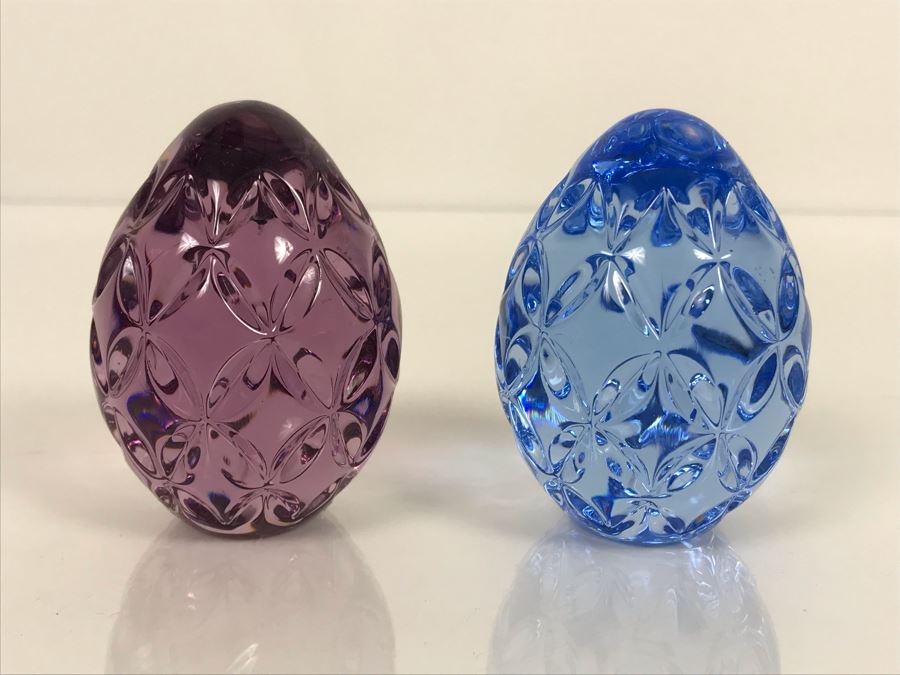 LAST MINUTE ADD - Pair Of Waterford Colored Crystal Eggs 2.5H [Photo 2]