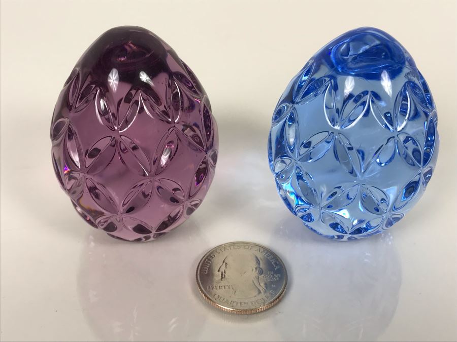LAST MINUTE ADD - Pair Of Waterford Colored Crystal Eggs 2.5H [Photo 3]