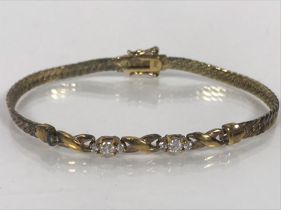 LAST MINUTE ADD - Sterling 7'L Bracelet With Clear Stones 8.8g [Photo 2]