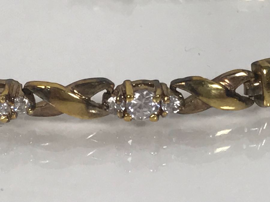 LAST MINUTE ADD - Sterling 7'L Bracelet With Clear Stones 8.8g [Photo 5]