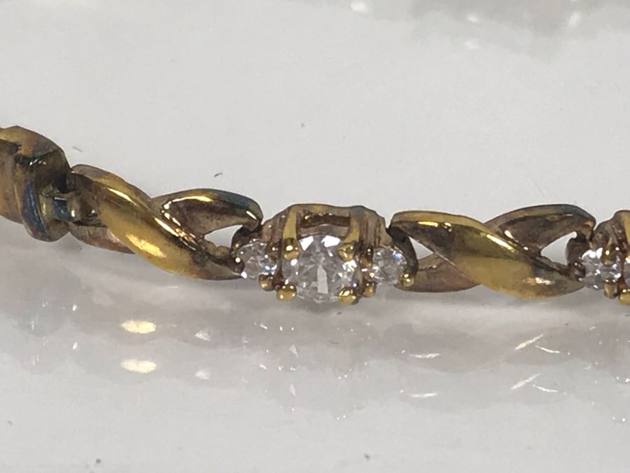 LAST MINUTE ADD - Sterling 7'L Bracelet With Clear Stones 8.8g [Photo 4]