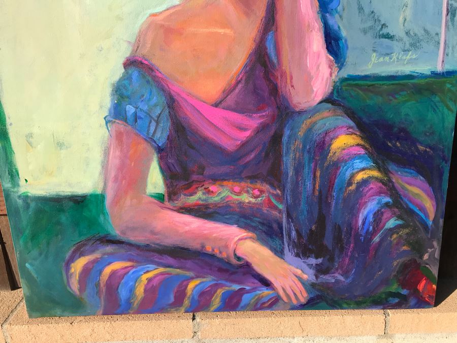 Original Jean Klafs Abstract Expressionist Painting On Canvas Titled 'The Mask' 40 X 34 [Photo 6]