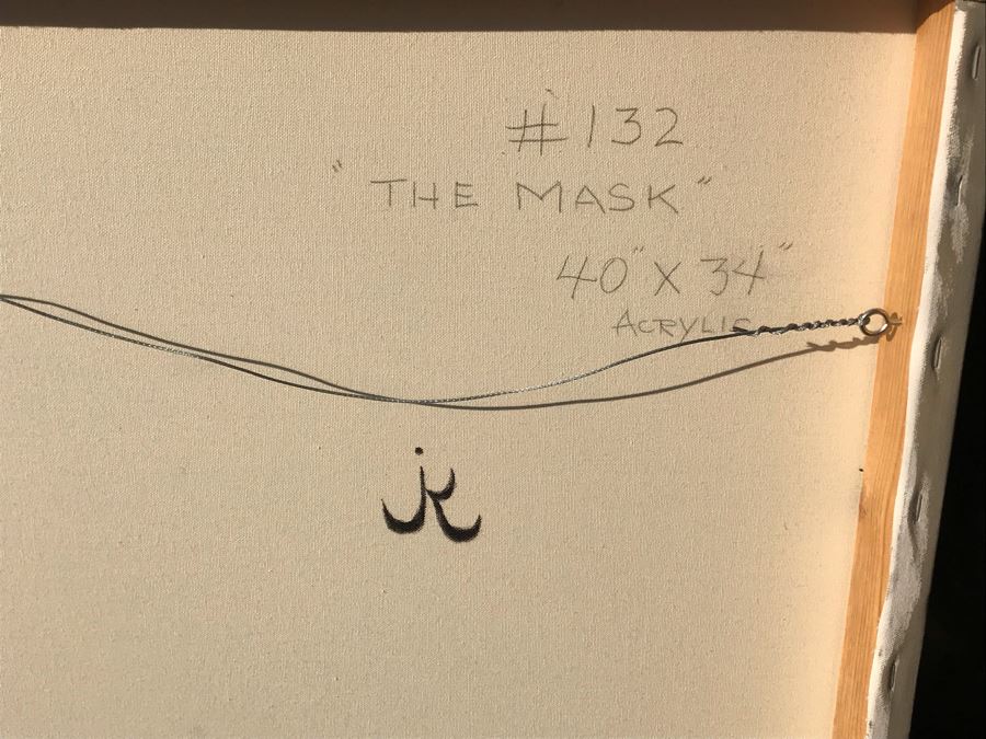 Original Jean Klafs Abstract Expressionist Painting On Canvas Titled 'The Mask' 40 X 34 [Photo 11]