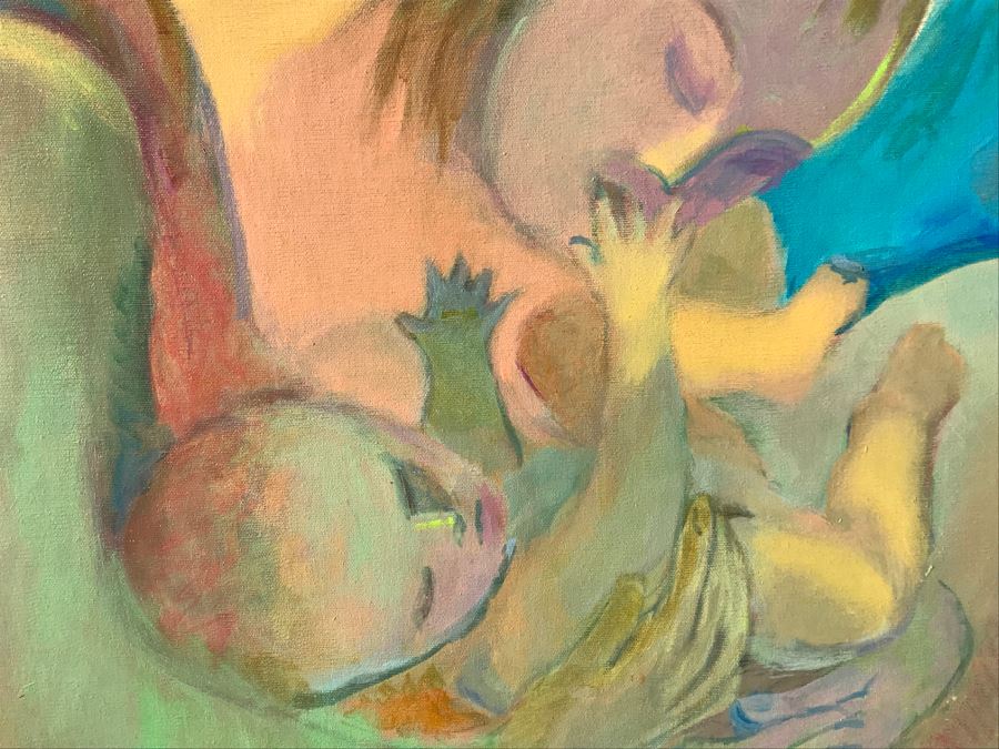 Original Jean Klafs Abstract Expressionist Framed Painting On Canvas Titled 'First Born' 36 X 36 [Photo 5]