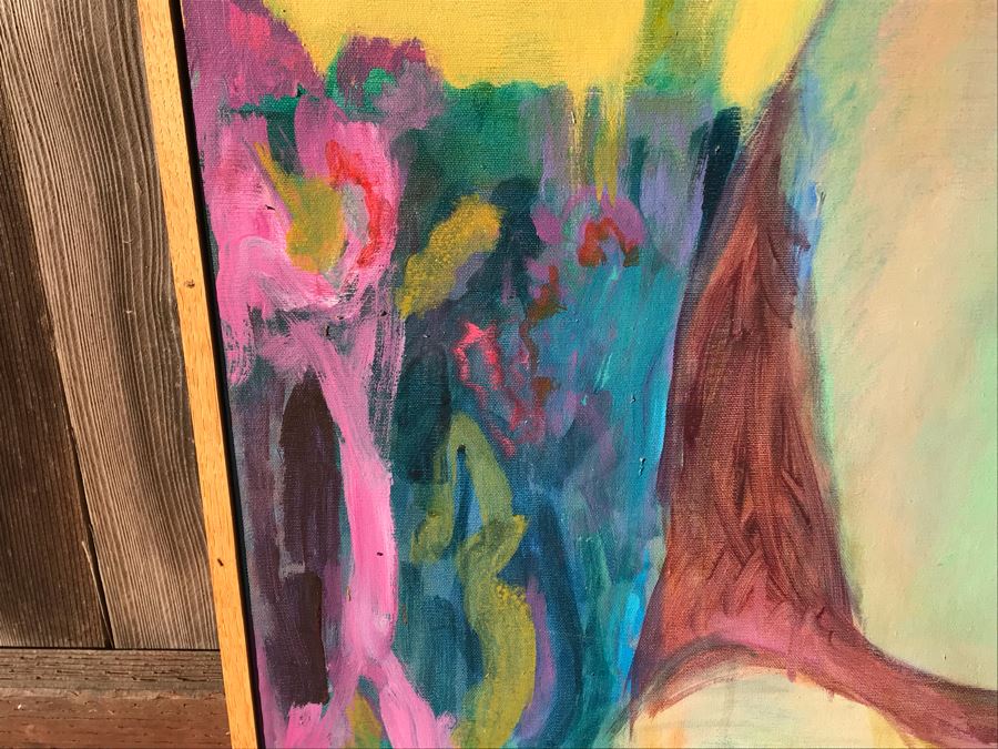 Original Jean Klafs Abstract Expressionist Framed Painting On Canvas Titled 'First Born' 36 X 36 [Photo 9]