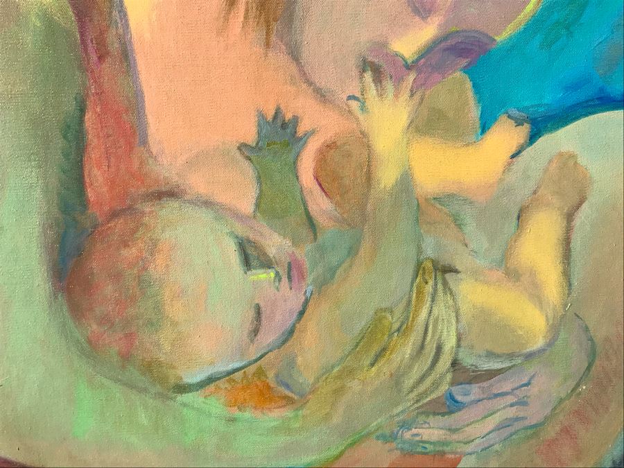 Original Jean Klafs Abstract Expressionist Framed Painting On Canvas Titled 'First Born' 36 X 36 [Photo 6]