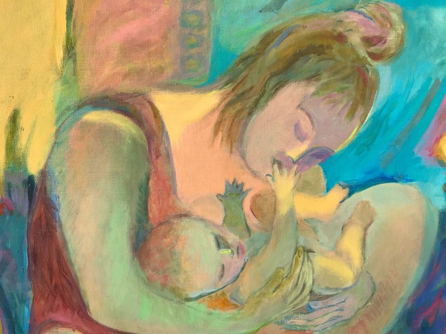 Original Jean Klafs Abstract Expressionist Framed Painting On Canvas Titled 'First Born' 36 X 36 [Photo 4]