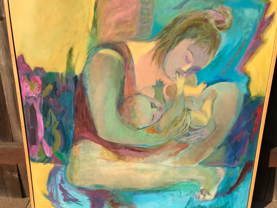 Original Jean Klafs Abstract Expressionist Framed Painting On Canvas Titled 'First Born' 36 X 36 [Photo 3]