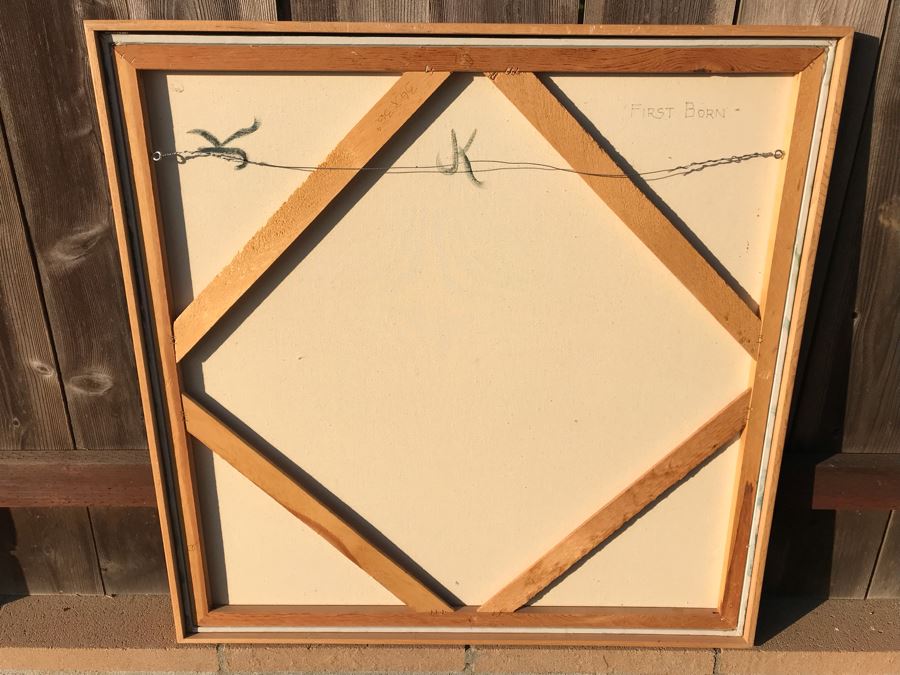 Original Jean Klafs Abstract Expressionist Framed Painting On Canvas Titled 'First Born' 36 X 36 [Photo 10]