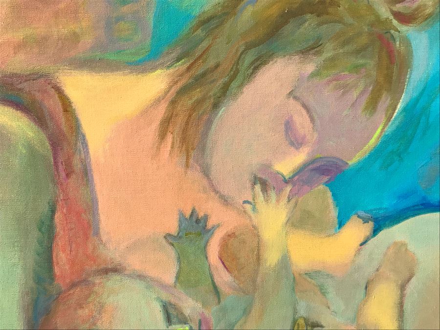 Original Jean Klafs Abstract Expressionist Framed Painting On Canvas Titled 'First Born' 36 X 36 [Photo 7]