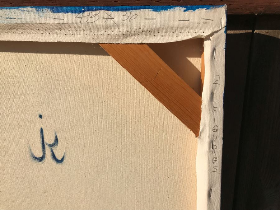 Original Jean Klafs Abstract Expressionist Framed Painting On Canvas Titled '2 Figures' 48 X 36 [Photo 11]