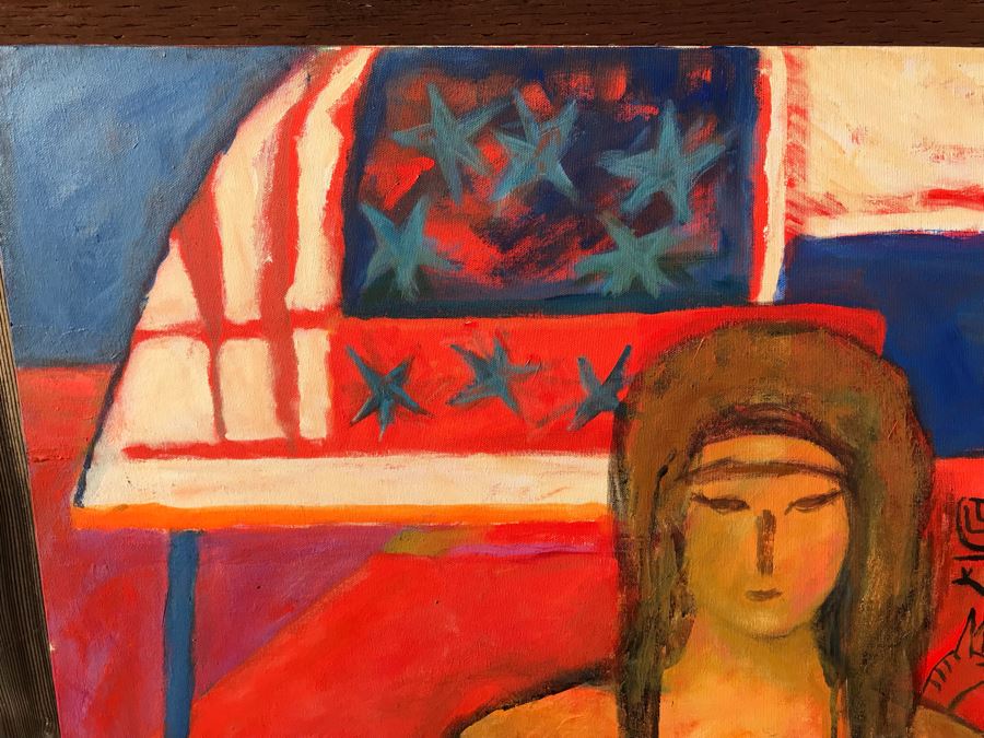 Original Jean Klafs Abstract Expressionist Painting On Canvas Titled 'Modern Isis' 48 X 36 [Photo 7]