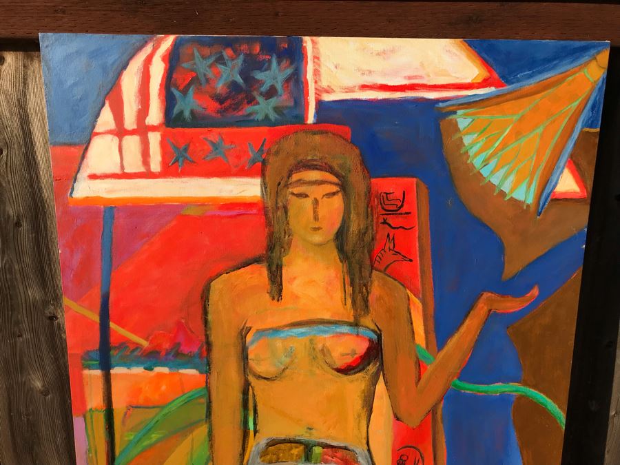 Original Jean Klafs Abstract Expressionist Painting On Canvas Titled 'Modern Isis' 48 X 36 [Photo 4]