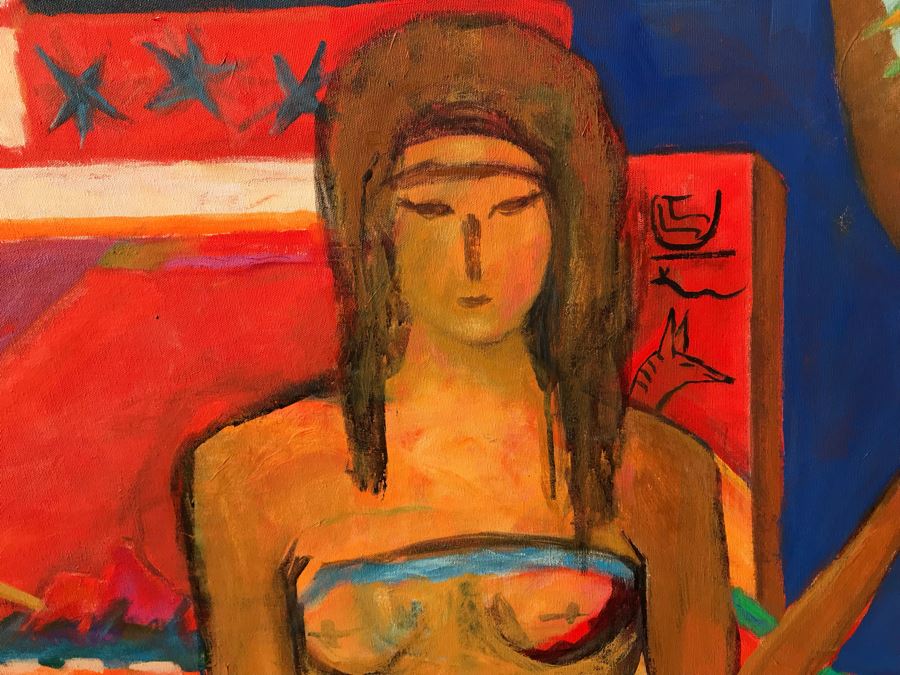 Original Jean Klafs Abstract Expressionist Painting On Canvas Titled 'Modern Isis' 48 X 36 [Photo 8]