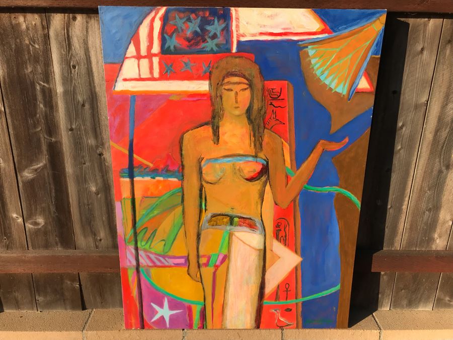 Original Jean Klafs Abstract Expressionist Painting On Canvas Titled 'Modern Isis' 48 X 36 [Photo 3]