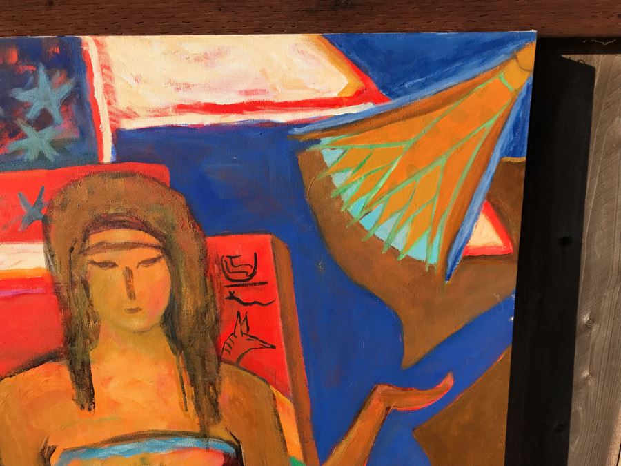 Original Jean Klafs Abstract Expressionist Painting On Canvas Titled 'Modern Isis' 48 X 36 [Photo 9]